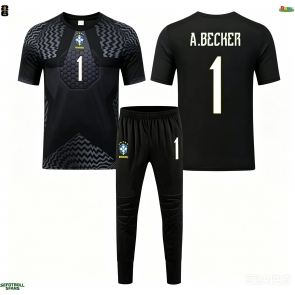 Brasilien Alisson Becker #1 Målvakt Hemmaställ Barn VM 2026 Kortärmad (+ Korta byxor)